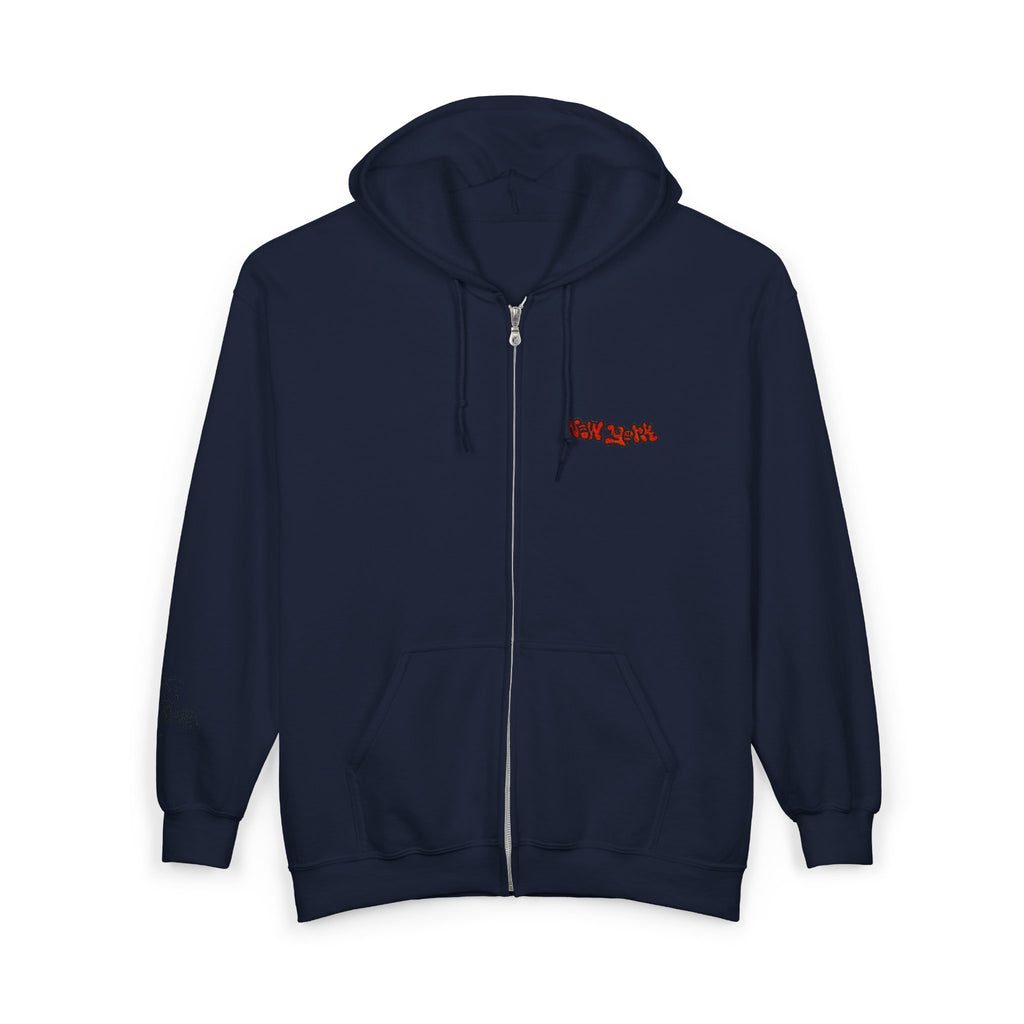 New York Embroidered Full Zip Hooded Sweatshirt