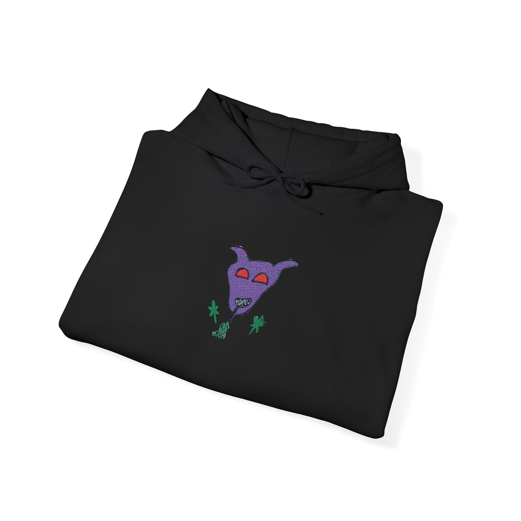 Purple Monster Embroidered Hooded Sweatshirt