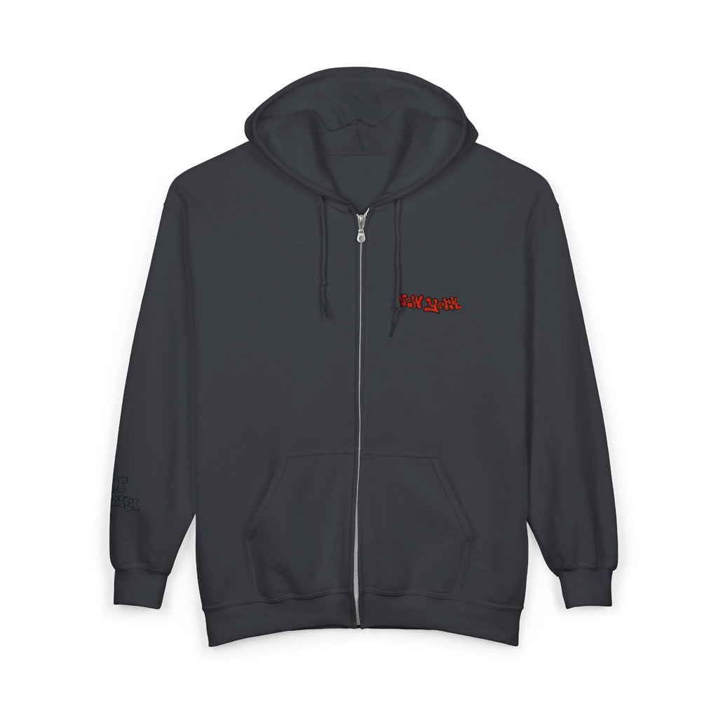 New York Embroidered Full Zip Hooded Sweatshirt