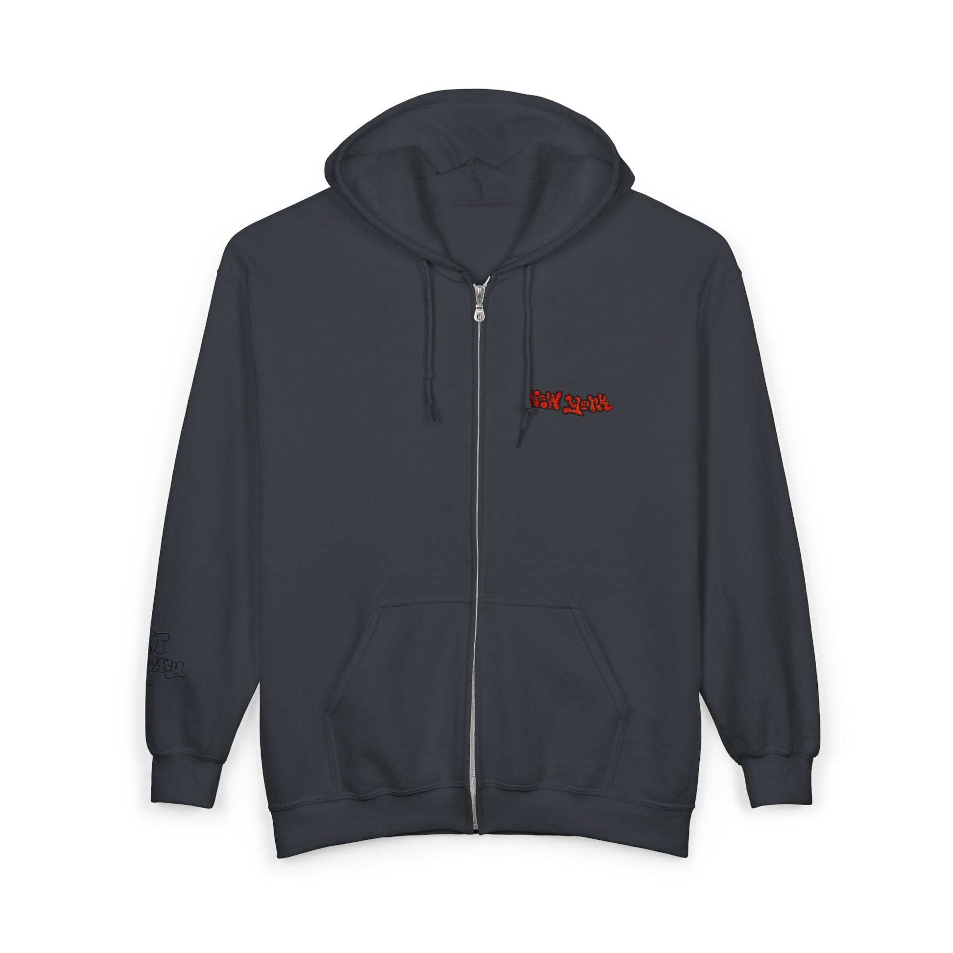 New York Embroidered Full Zip Hooded Sweatshirt