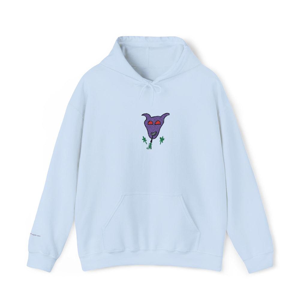 Purple Monster Embroidered Hooded Sweatshirt
