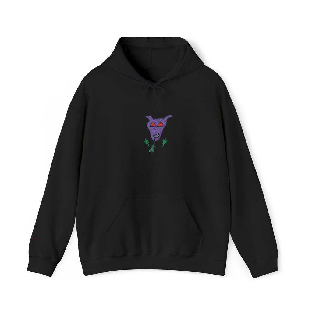 Purple Monster Embroidered Hooded Sweatshirt