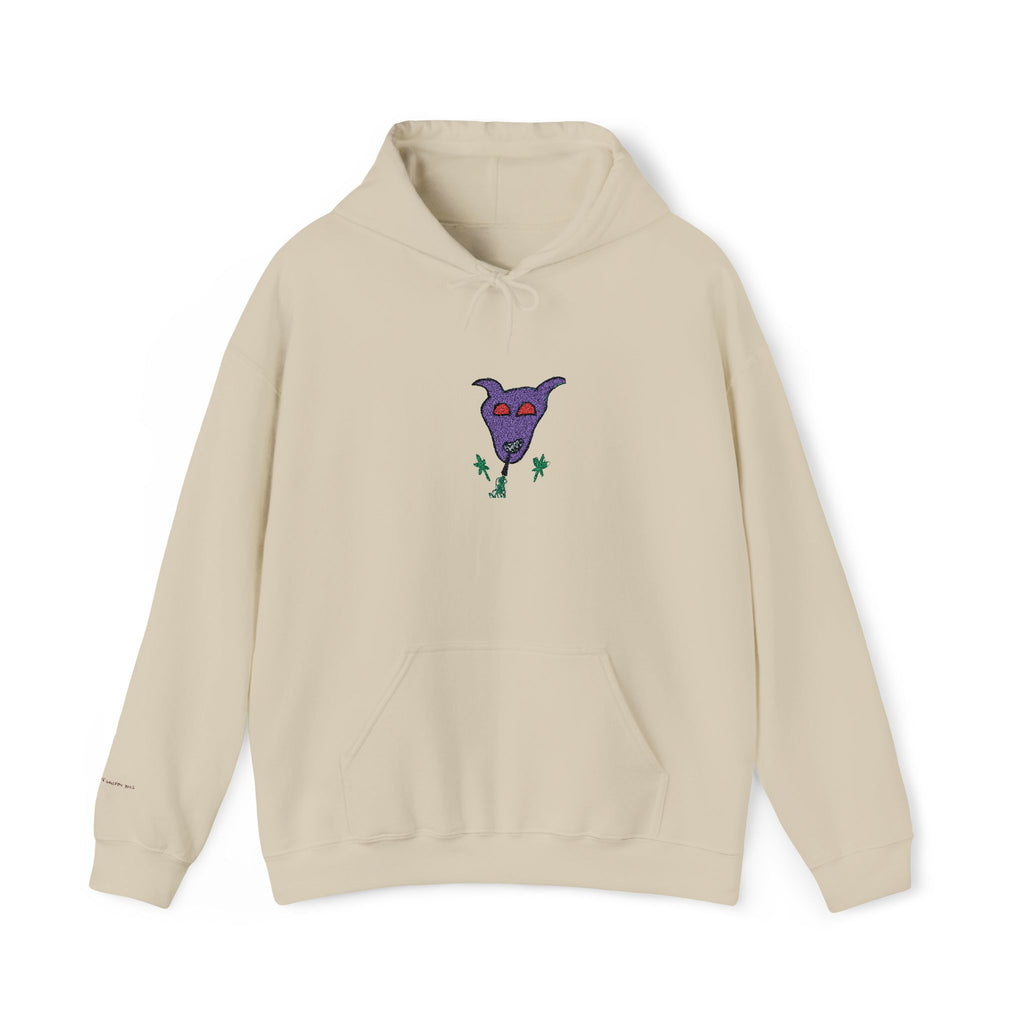 Purple Monster Embroidered Hooded Sweatshirt