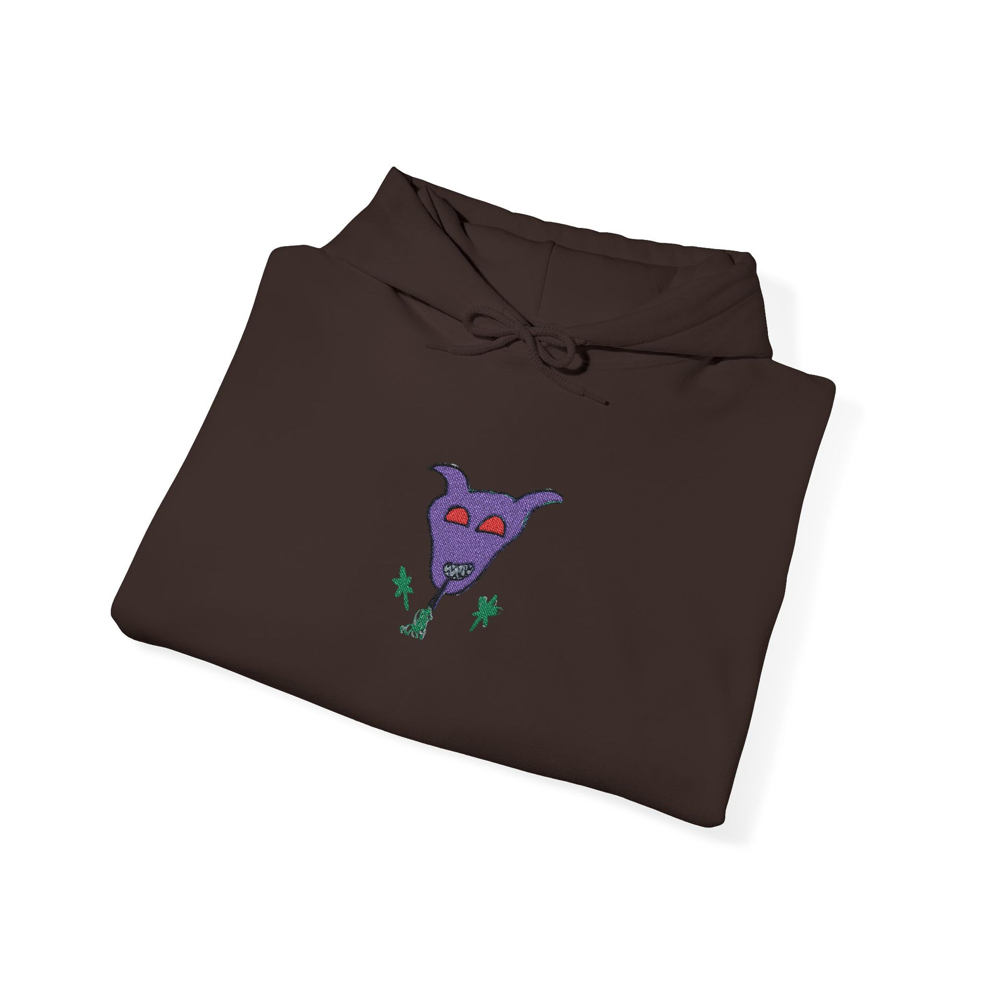 Purple Monster Embroidered Hooded Sweatshirt